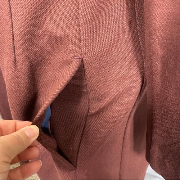 CABI BOSS 3 BUTTON MAROON LONG SLEEVE BLAZER LONG PEA COAT FALL JACKET - Picture 8 of 13